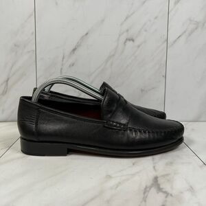 Robert Zur Etro Mens Size 8.5 D Black Leather Slip On Penny Loafers Dress Shoes
